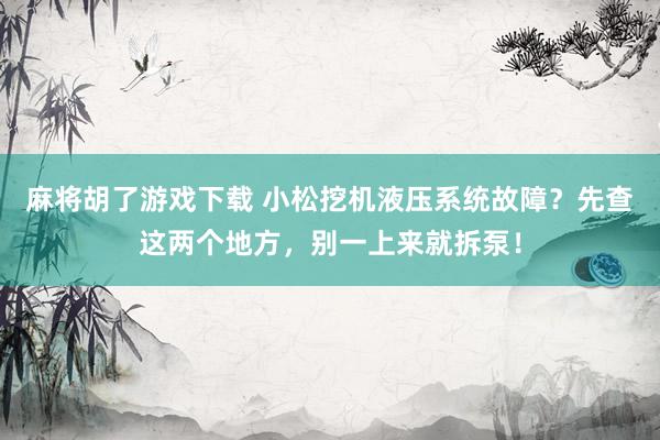麻将胡了游戏下载 小松挖机液压系统故障？先查这两个地方，别一上来就拆泵！