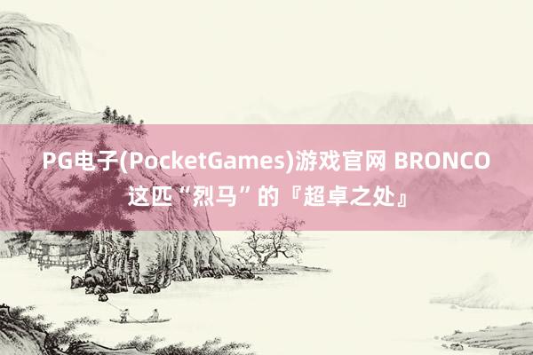 PG电子(PocketGames)游戏官网 BRONCO这匹“烈马”的『超卓之处』