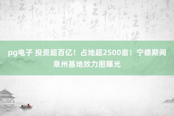 pg电子 投资超百亿！占地超2500亩！宁德期间泉州基地效力图曝光