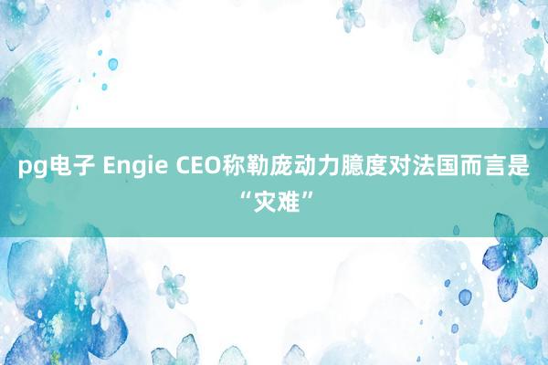 pg电子 Engie CEO称勒庞动力臆度对法国而言是“灾难”