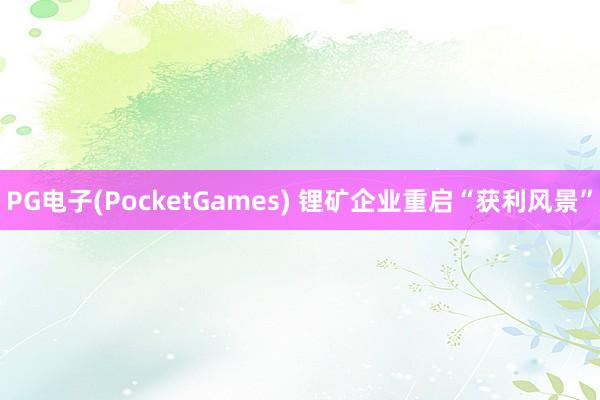 PG电子(PocketGames) 锂矿企业重启“获利风景”