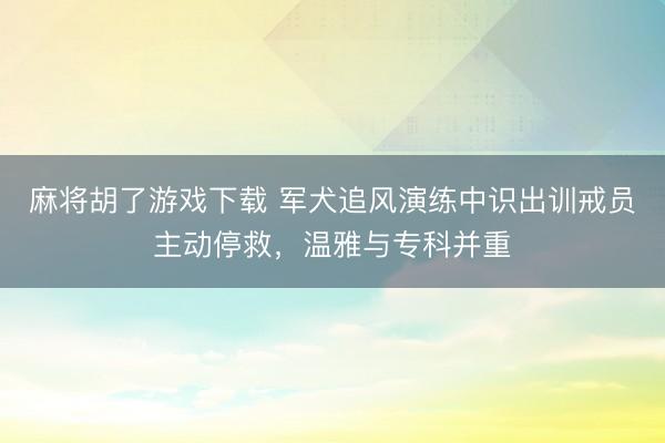 麻将胡了游戏下载 军犬追风演练中识出训戒员主动停救，温雅与专科并重